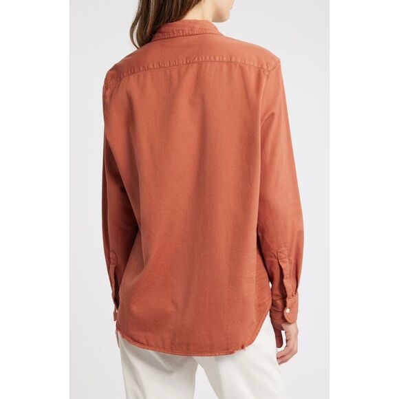 Frank & Eileen Relaxed Cotton Button Up Shirt Size Large Orange - Picture 3 of 11